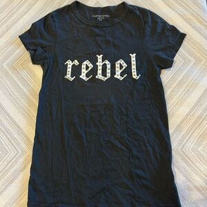Unsweetened Women’s Black Fitted Grommet ‘Rebel’ T-Shirt - Size XS
